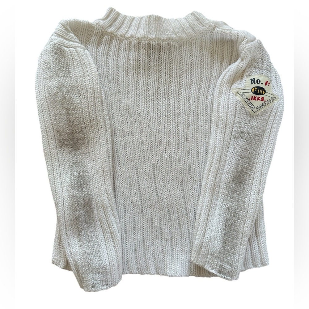 IKKS Ivory Ribbed Knit Quiet Luxury Mini Streetwear Sweater Toddler 18M